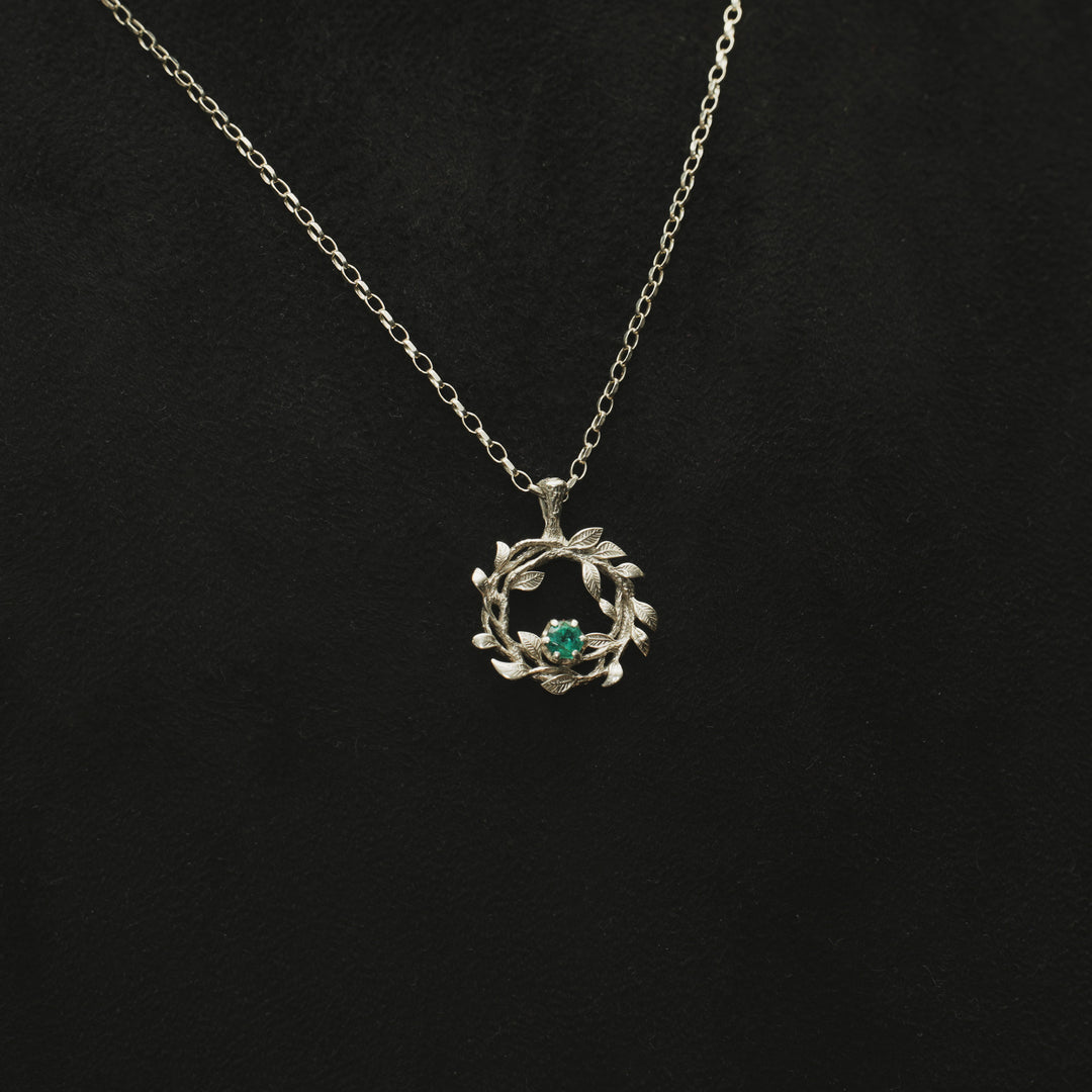 White Gold Gaia Pendant Necklace with Emerald